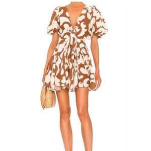 House of Harlow 1960 Brown and White Floral Dress